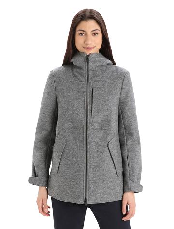 Gritstone Heather Women's Icebreaker Felted Merino Hooded Jackets | USA 1651EBCX